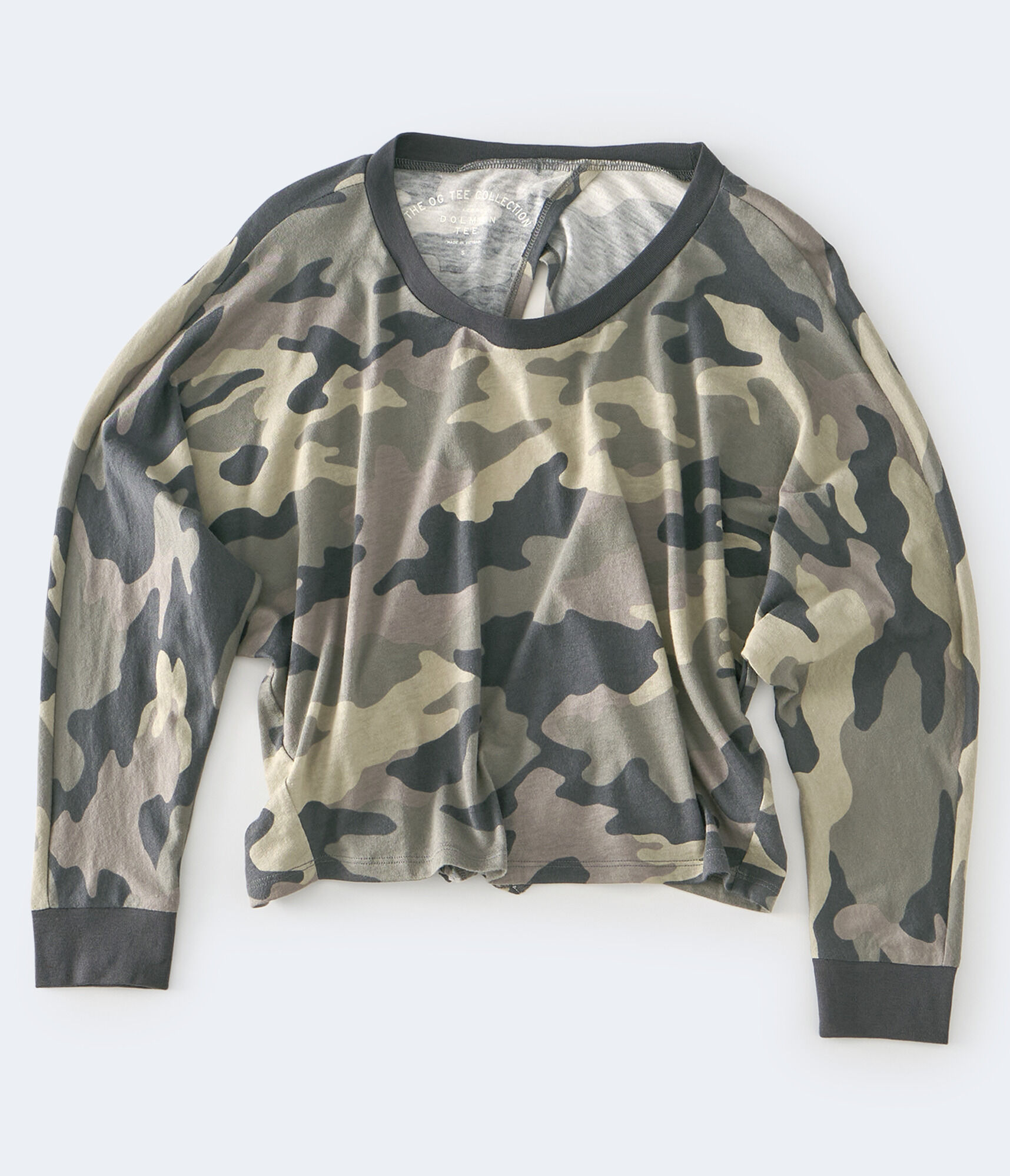 Camo Open-Back Dolman-Sleeve Top***