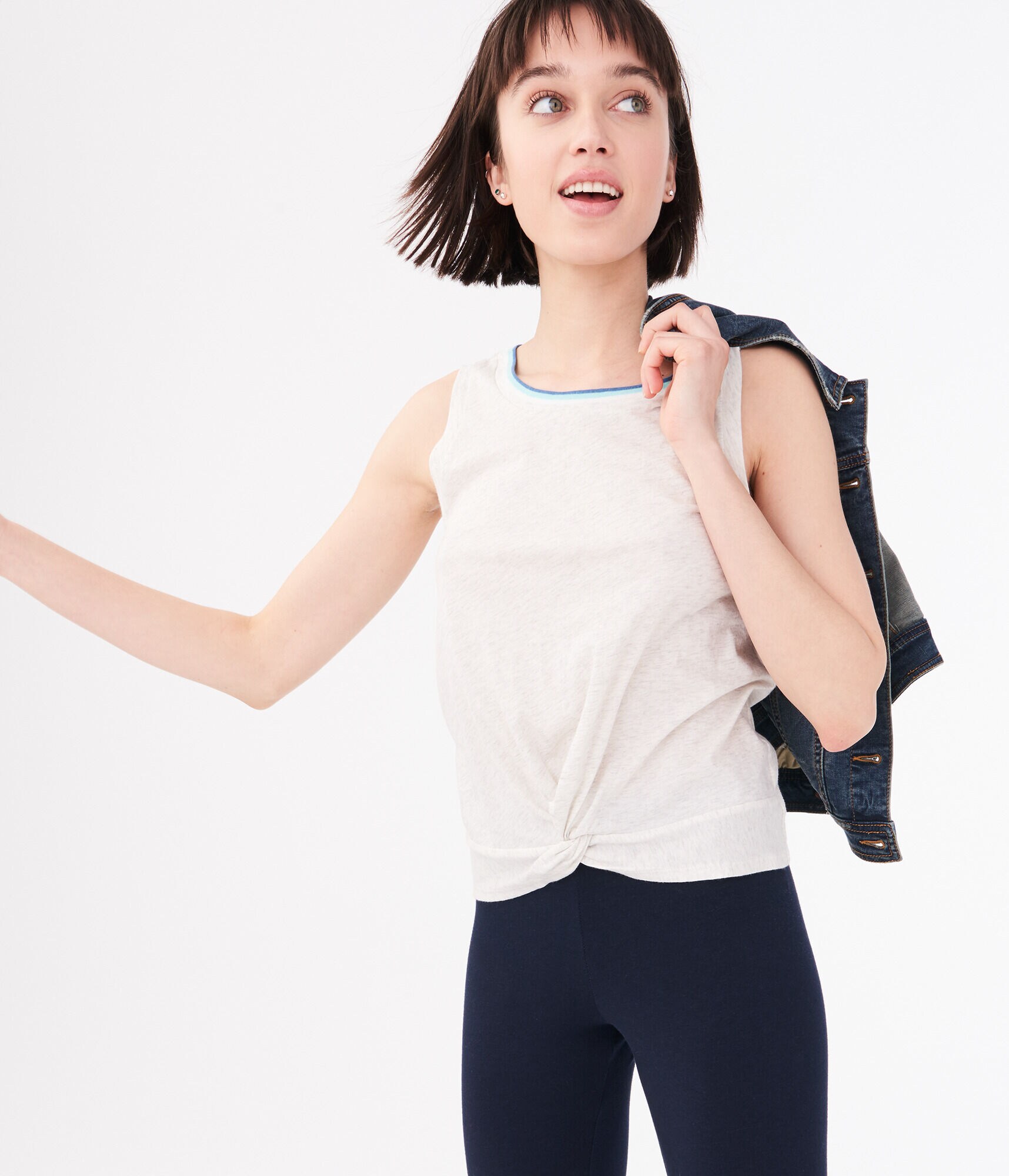 Color Stripe Knot-Front Tank