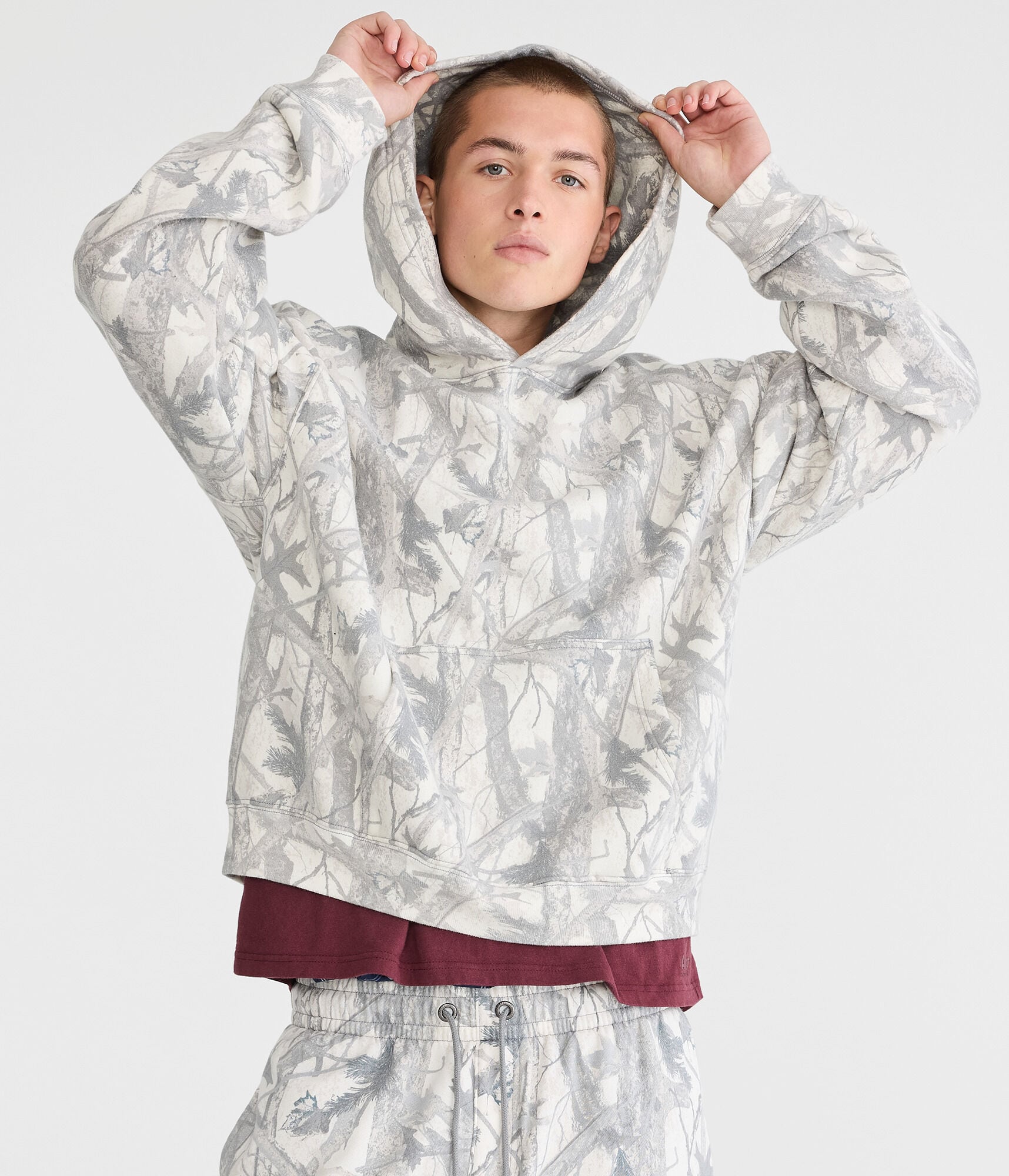 Cloud Soft Forest Camo Boxy Pullover Hoodie
