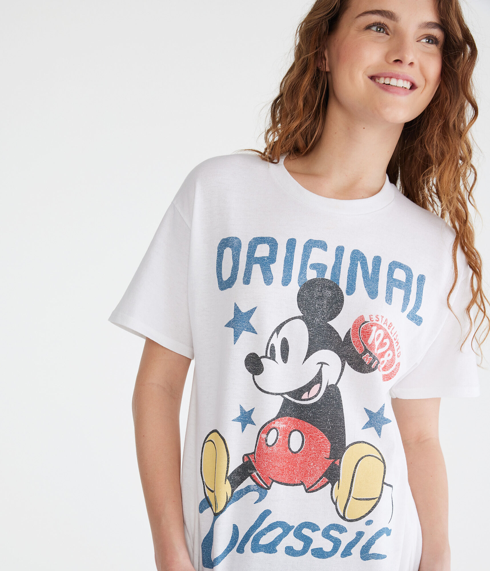 BREW CITY MICKEYS PRINT 3/4 SLEEVE TEE(ブルーシティーミッキーズプリント七分袖Ｔシャツ) Mickey Mouse Boyfriend Graphic Tee