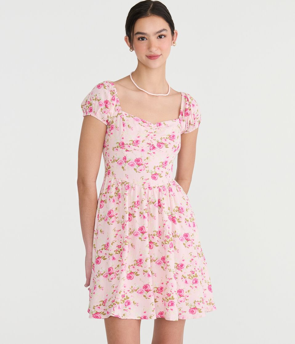 Aeropostale Womens' Floral Sweetheart Fit & Flare Mini Dress - Pink - Size L - Rayon - Teen Fashion & Clothing Aeropostale Womens' Floral Sweetheart Fit & Flare Mini Dress - Pink - Size L - Rayon - Teen Fashion & Clothing