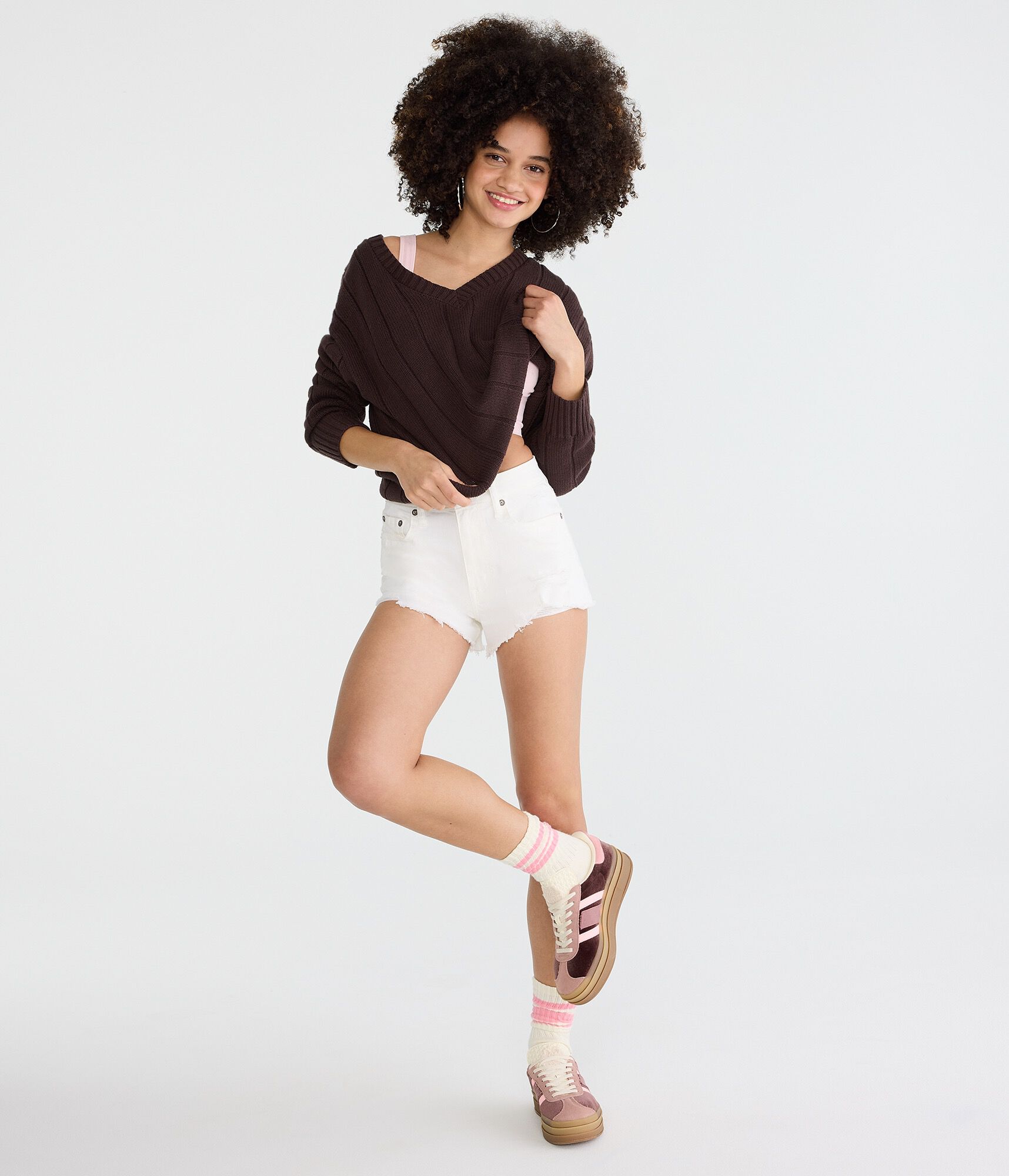 Vintage High-Rise Denim Shorty Shorts