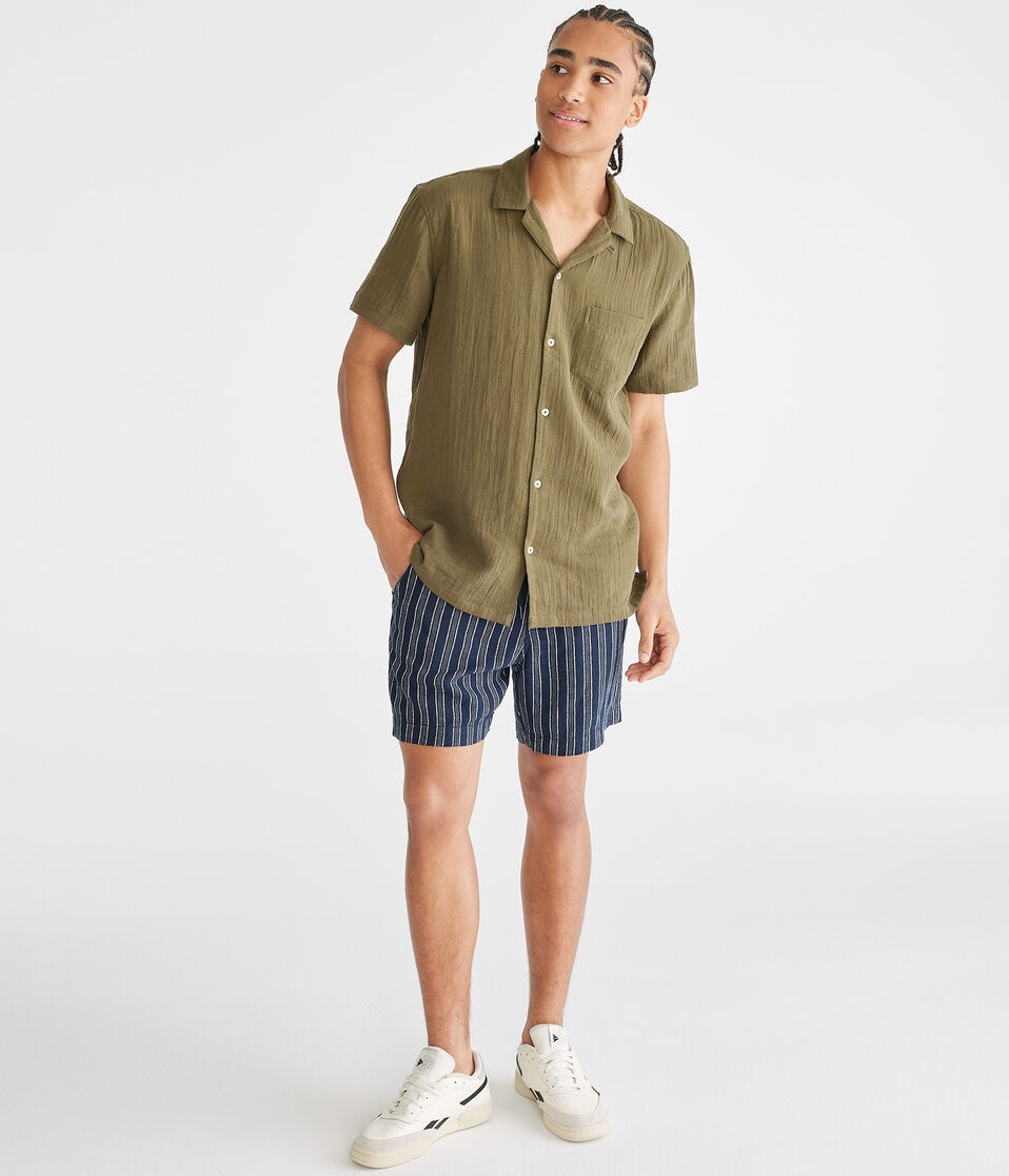 Striped Linen Jogger Shorts 6.5"