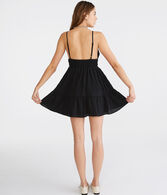 Solid V-Neck Textured Babydoll Dress