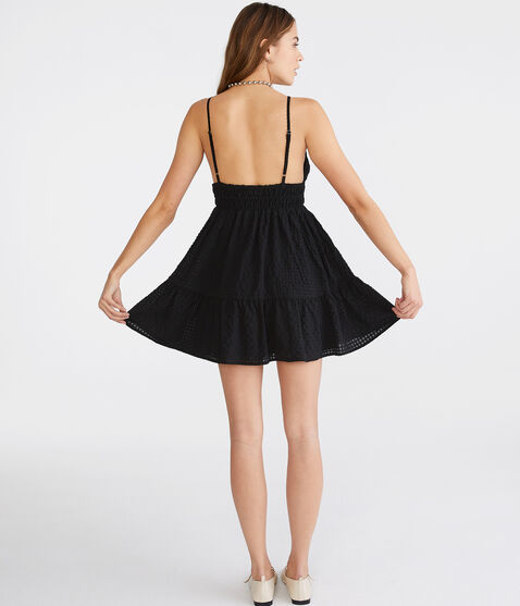 Solid V-Neck Textured Babydoll Dress Solid V-Neck Textured Babydoll Dress