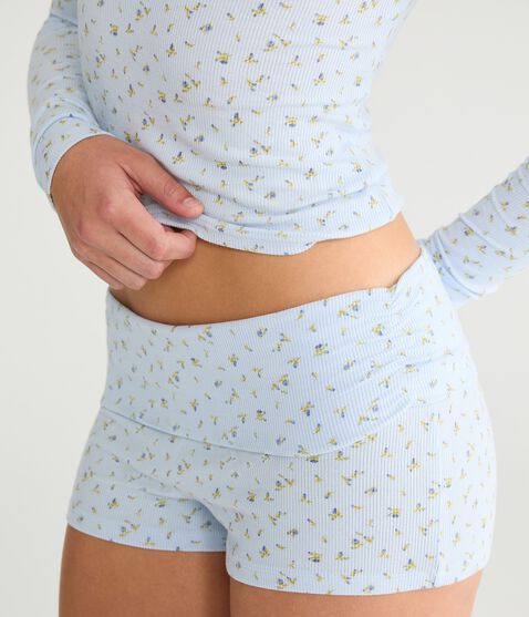 Long Sleeve Floral Ribbed Sleep Top Long Sleeve Floral Ribbed Sleep Top