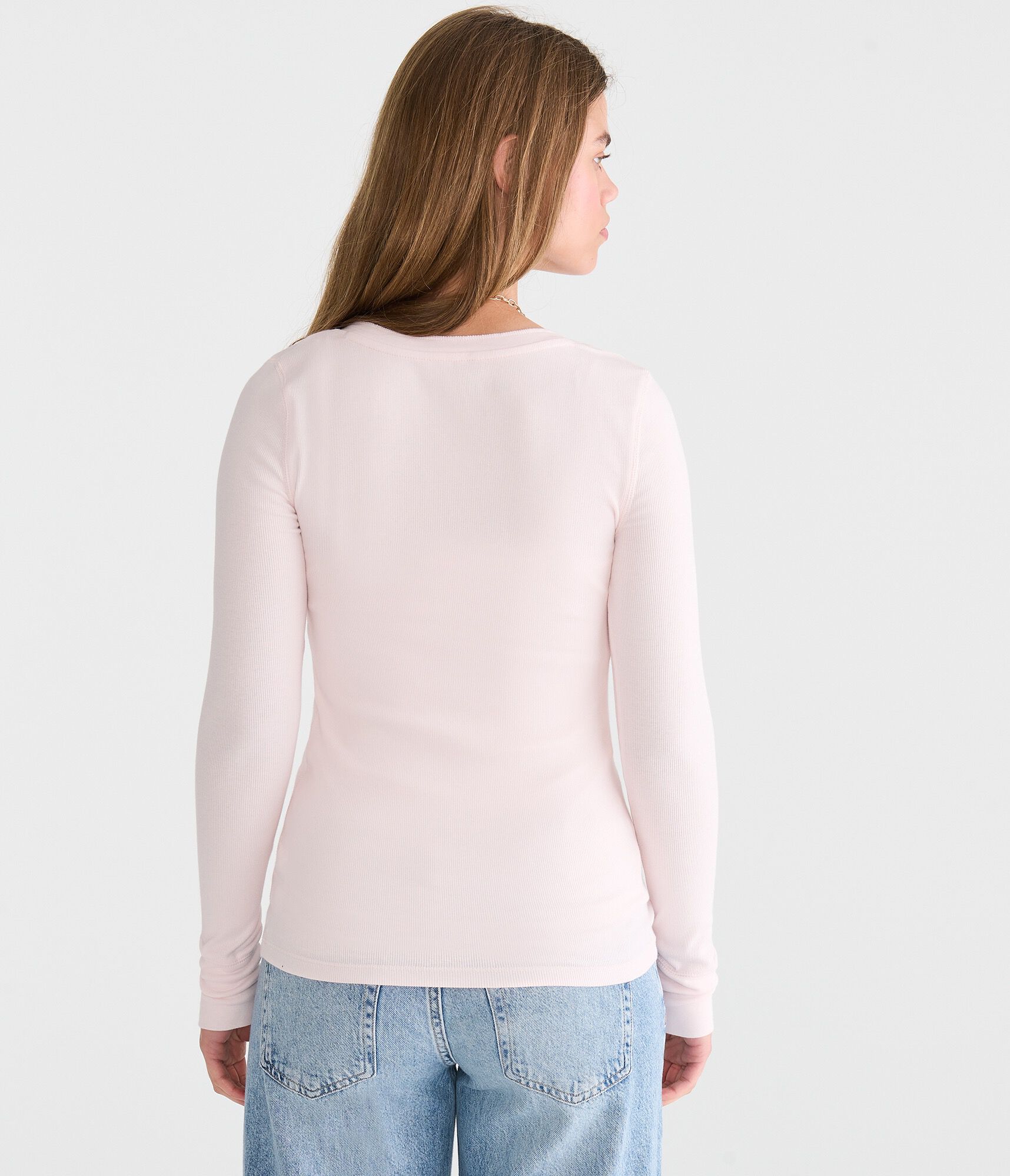 Long Sleeve Rhinestone Logo Henley