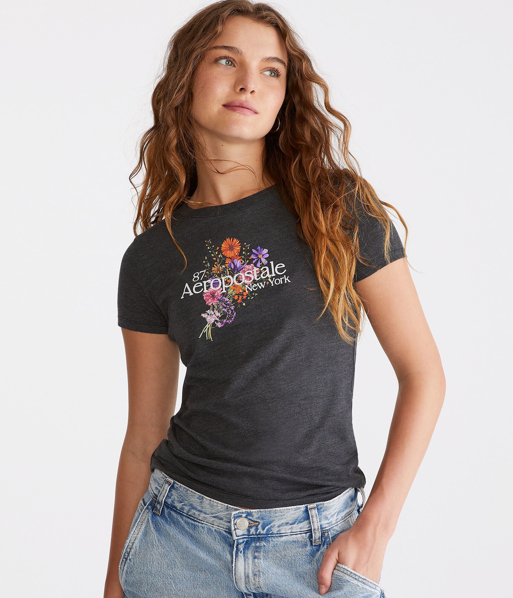 Aeropostale Floral Bouquet Graphic Tee