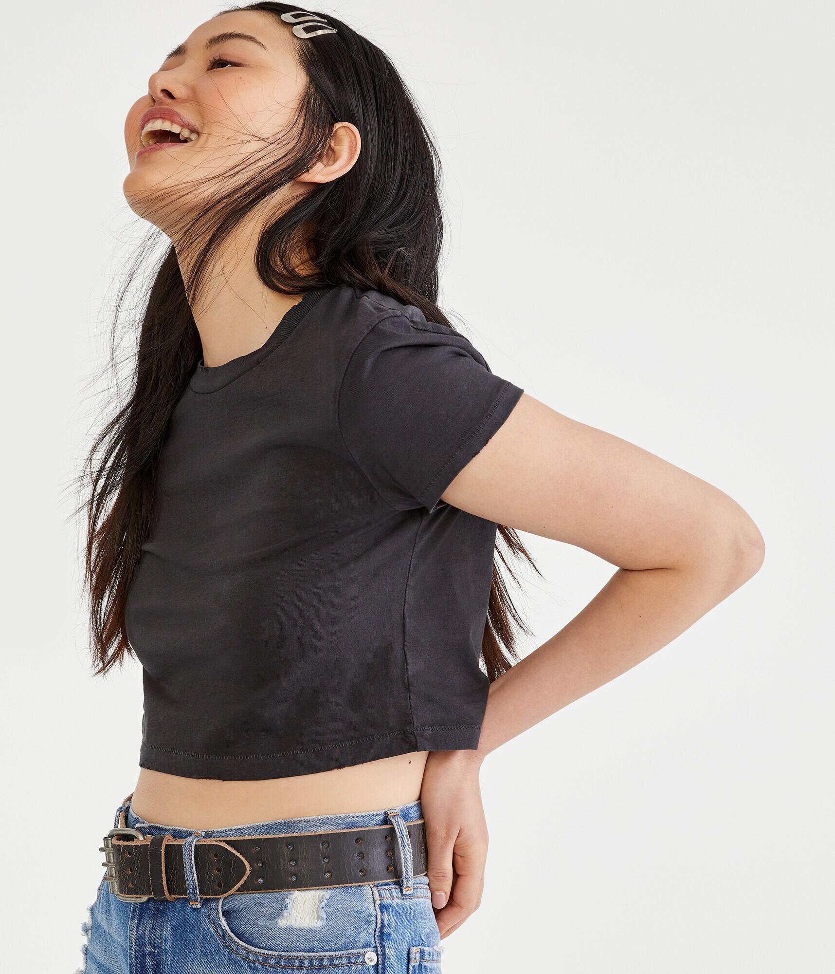 Washed Vintage Cropped Crew Tee