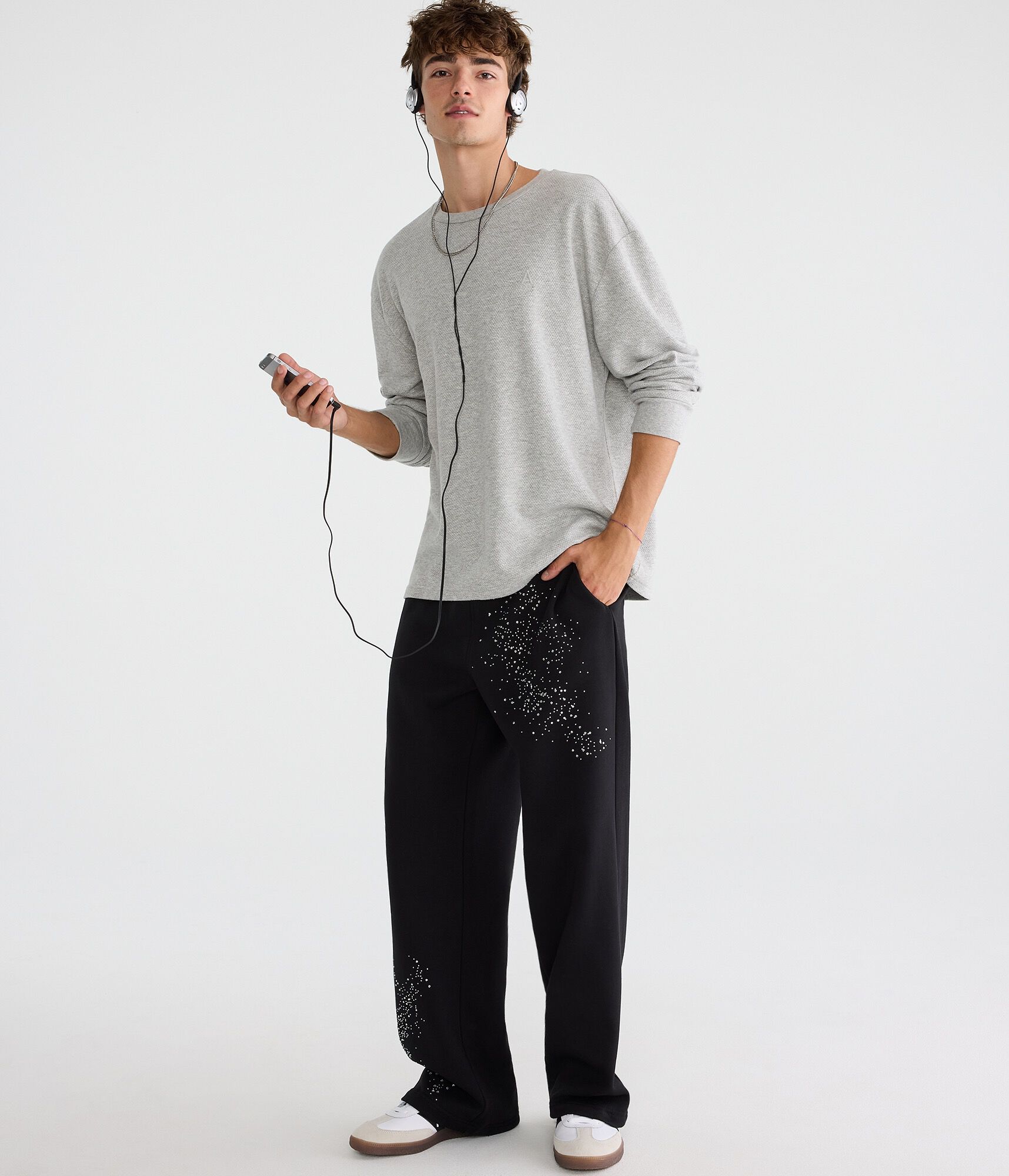 Cloud Soft Rhinestone Baggy Sweatpants