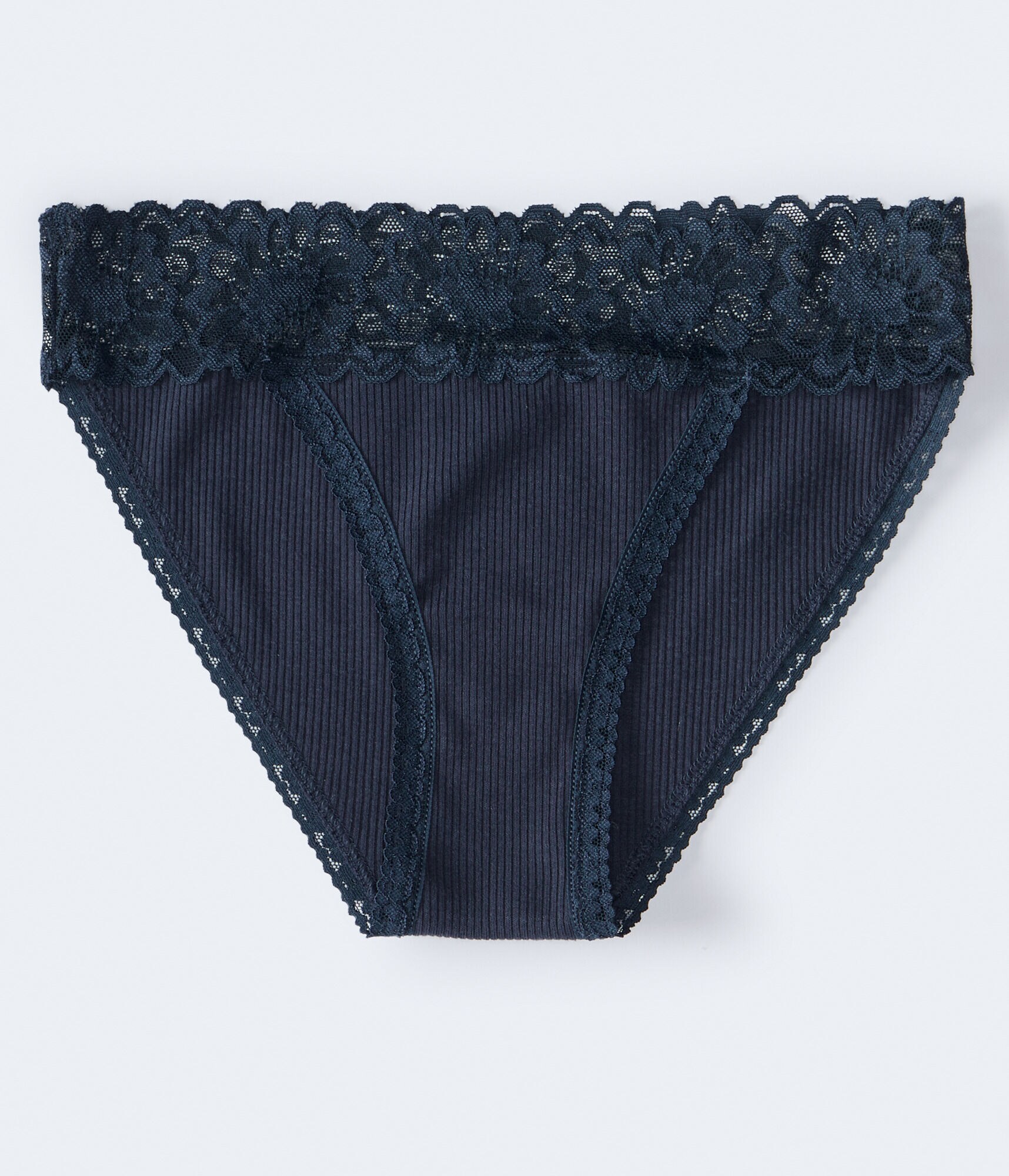 Ribbed Lace-Trim Bikini