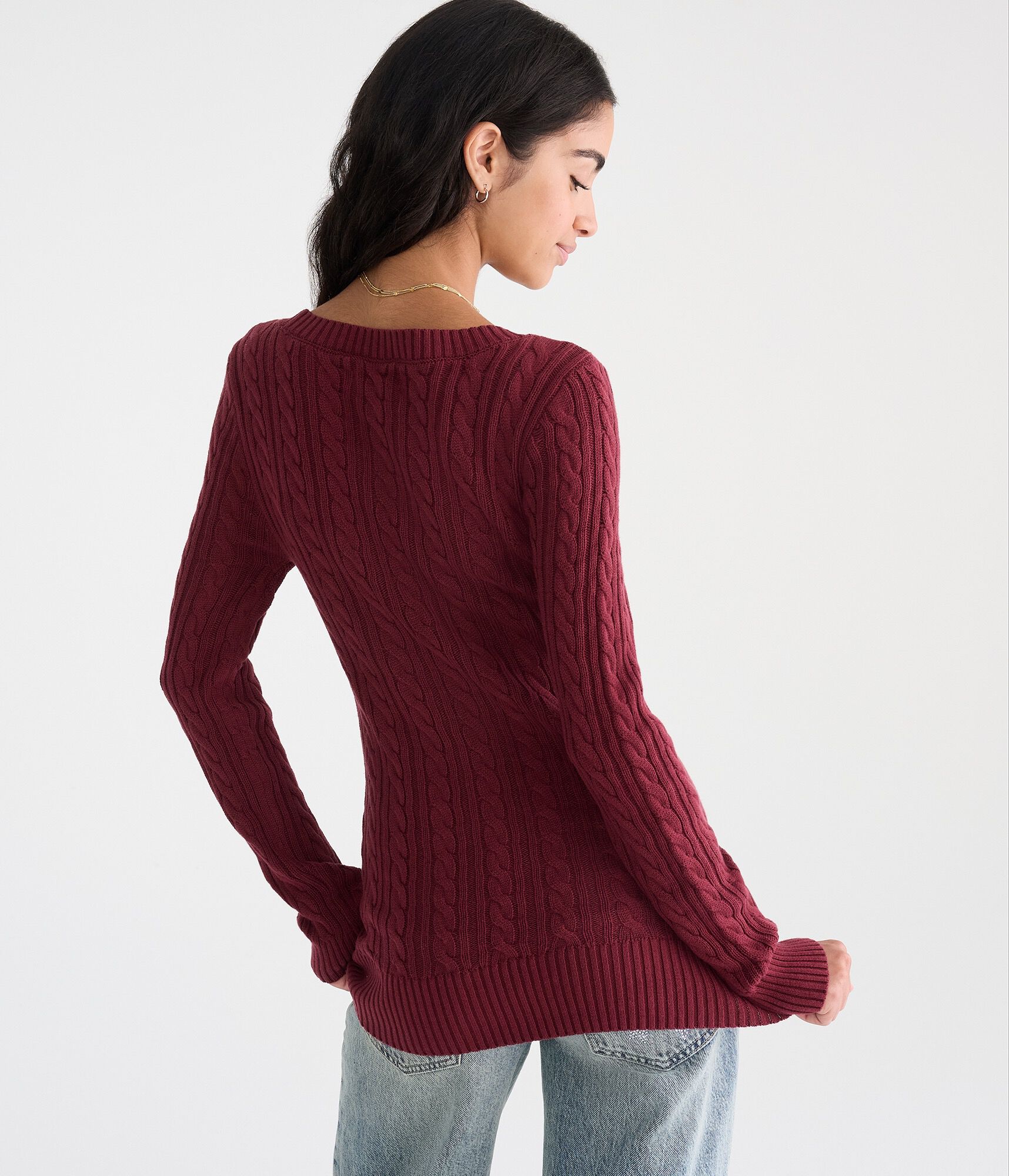 Cable Scoop-Neck Sweater