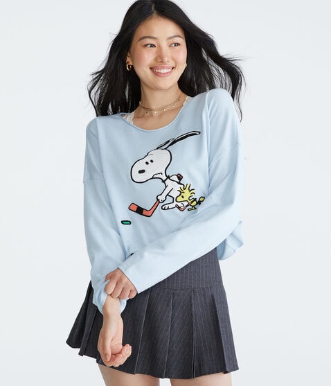Peanuts® | Aéropostale Snoopy Hockey Off-The-Shoulder Sweater