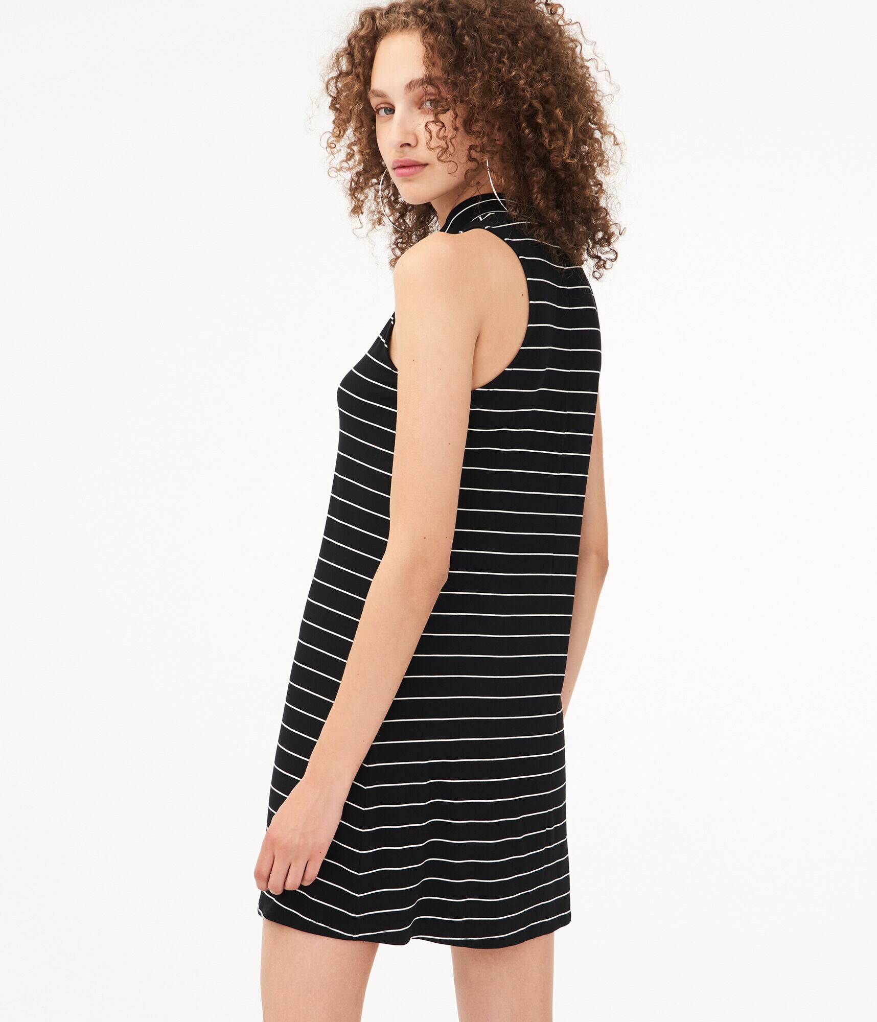 Seriously Soft Striped Mock-Neck Swing Dress