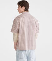 Short Sleeve Micro Plaid Boxy Shirt