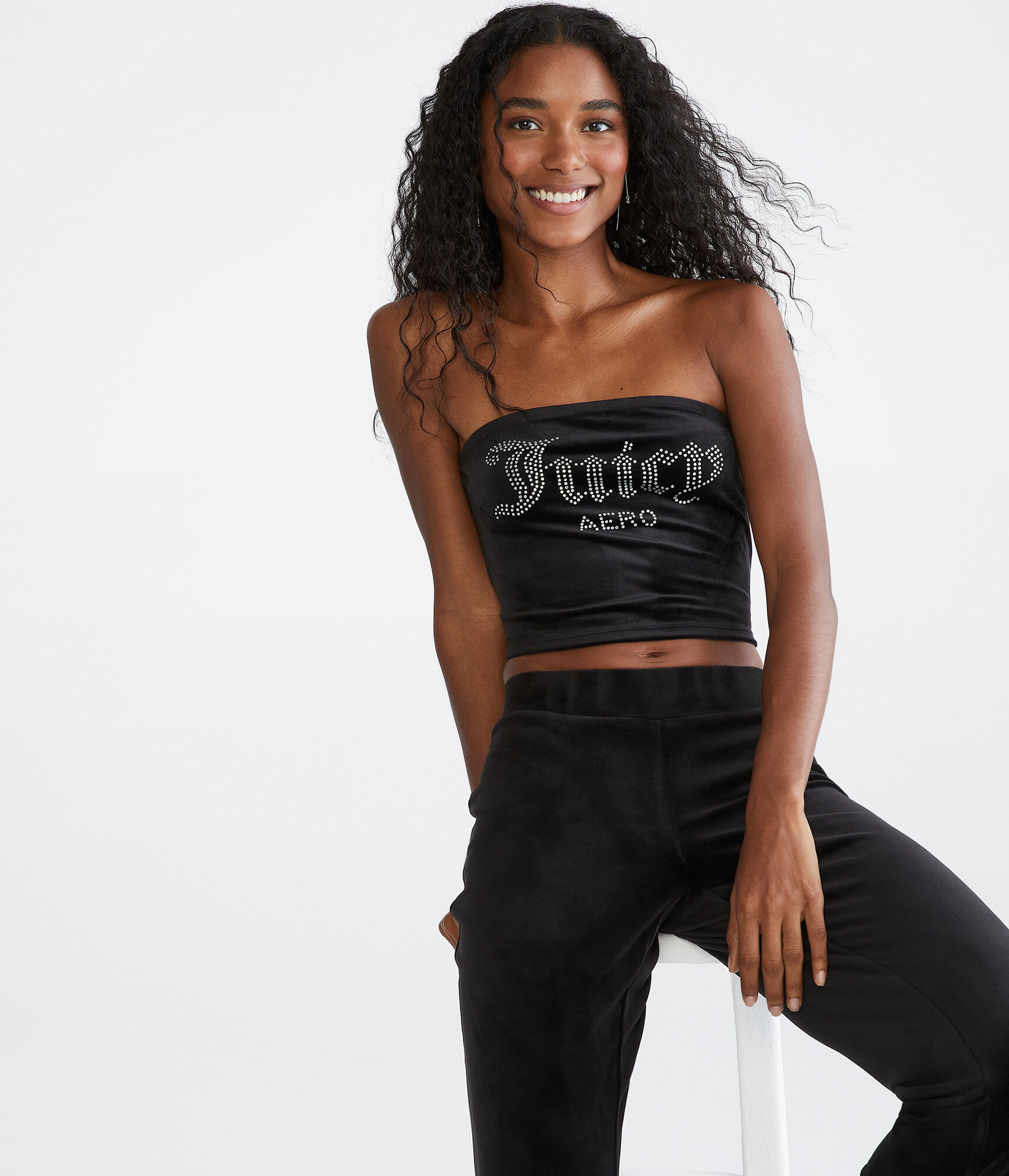 Juicy Couture X AERO Bling Velour Tube Top