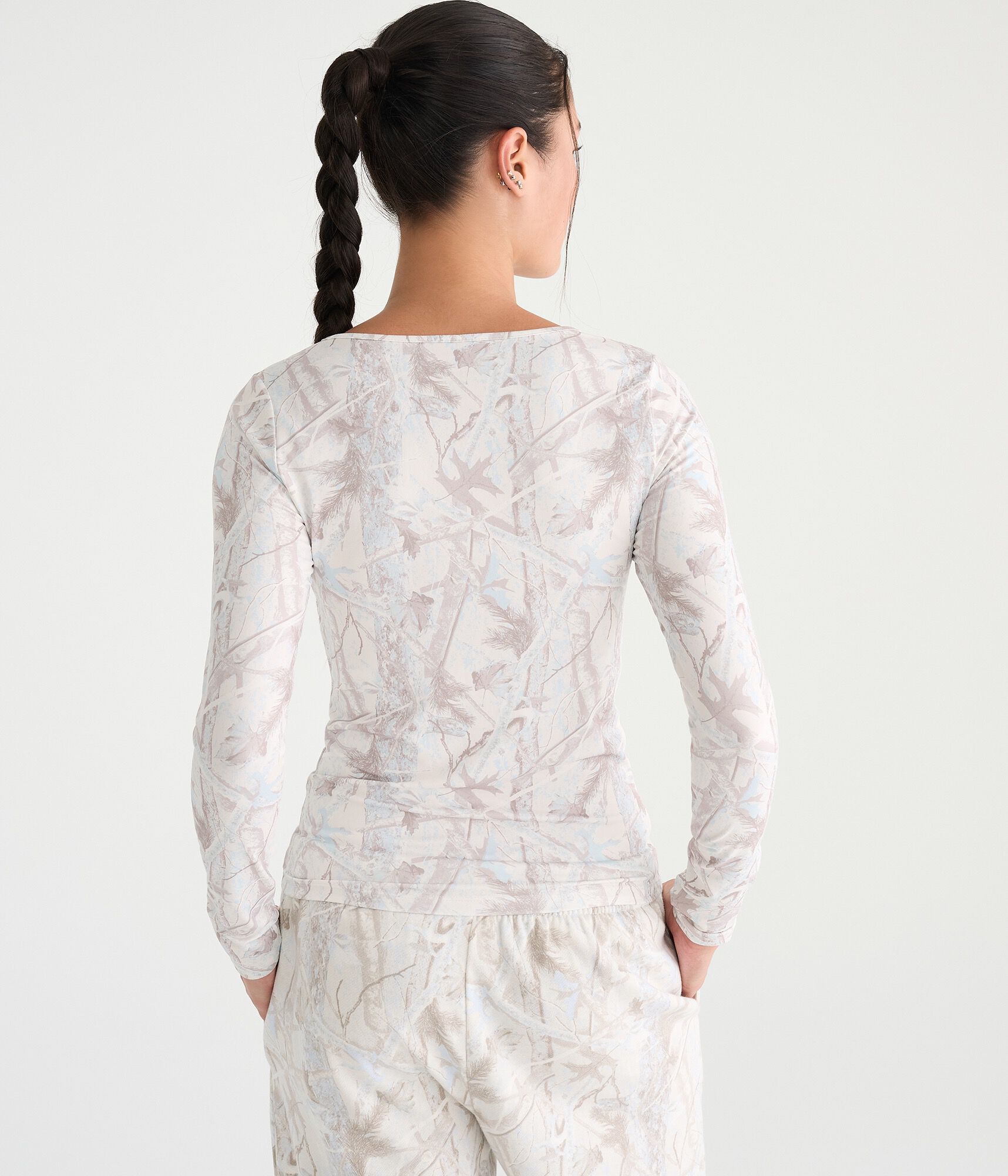 Long Sleeve Buttery Soft Seamless Forest Camo Sweetheart Tee