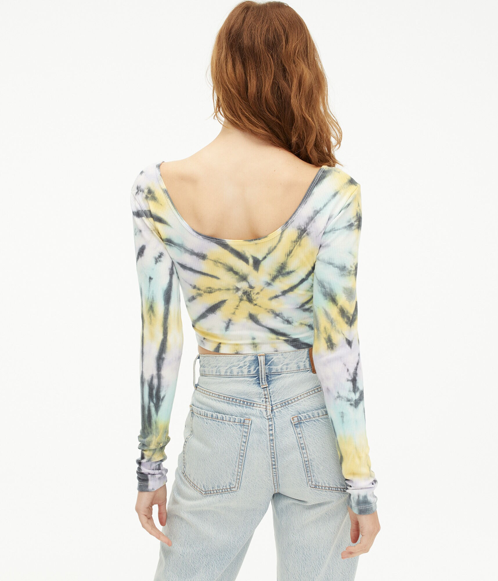 Long Sleeve Tie-Dye Ballet Crop Top