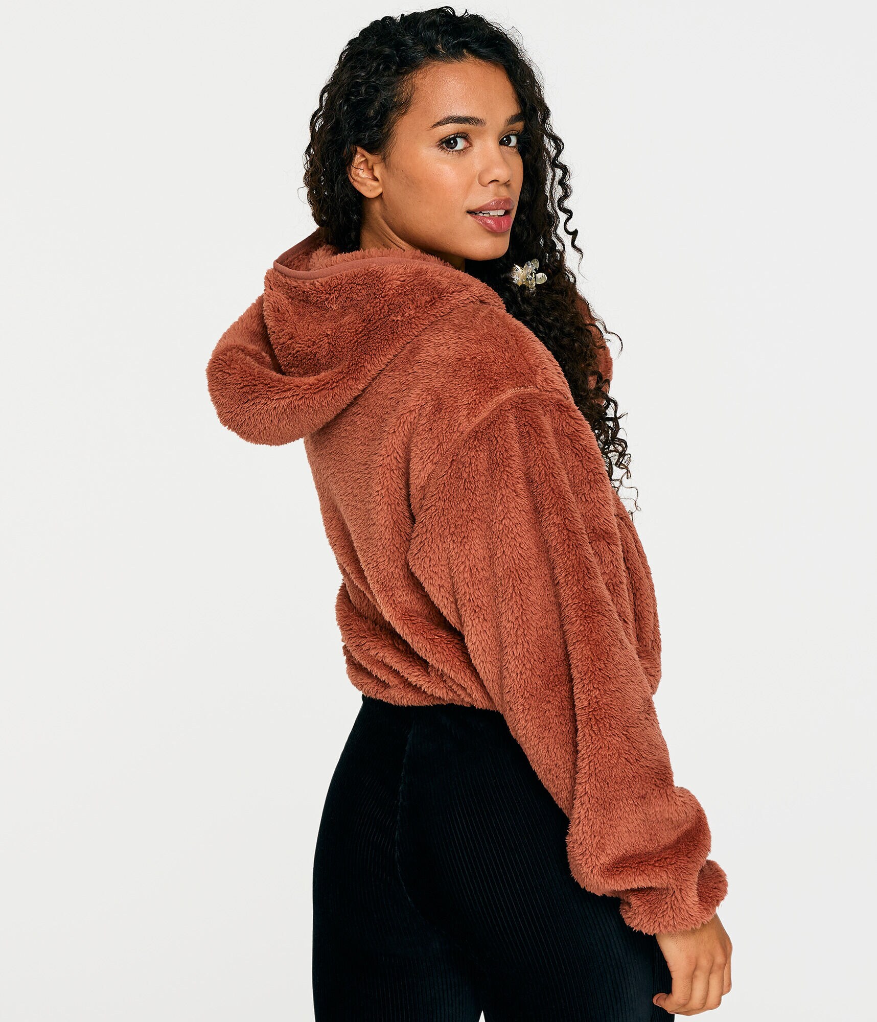 Sherpa Cinched Hooded Half-Zip Pullover