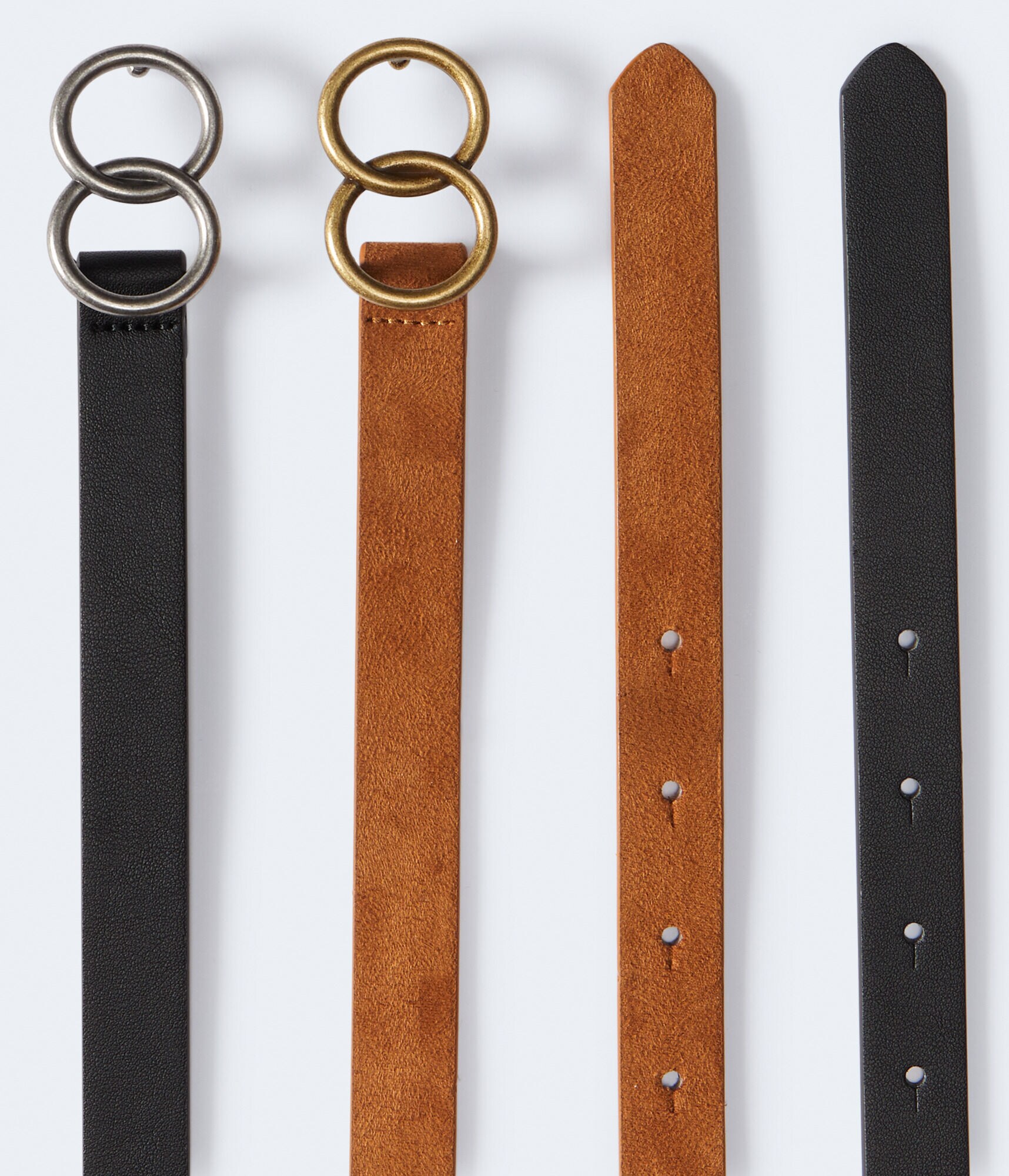 Faux Leather Double O-Ring Belt 2-Pack