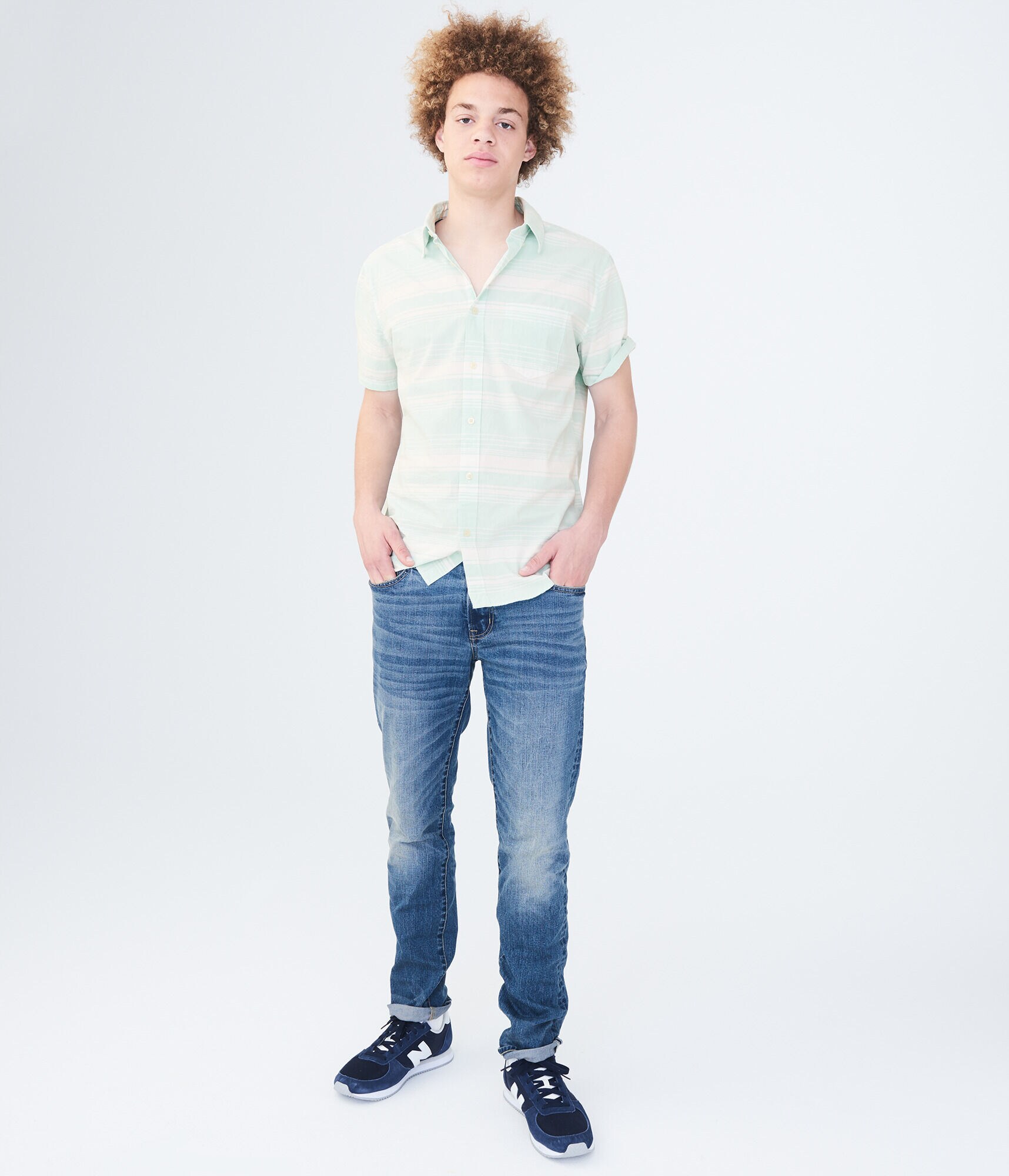 Horizontal Stripe Woven Shirt