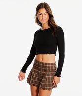 Long Sleeve Ribbed Cropped Shrunken Tee