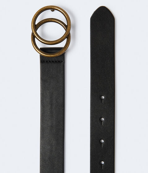 Faux Leather Double-Ring Belt Faux Leather Double-Ring Belt
