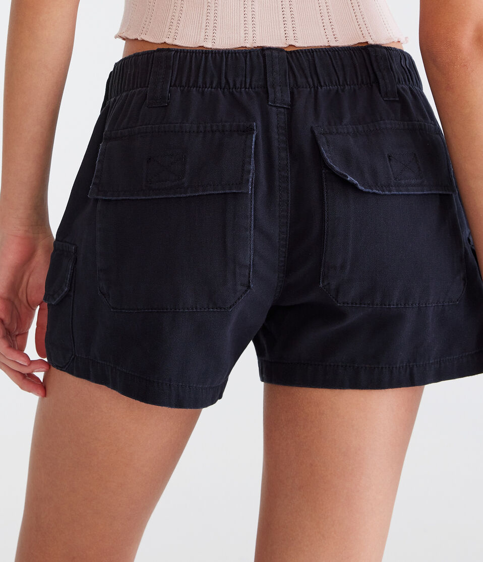 Low-Rise Twill Tie Cargo Shorty Shorts