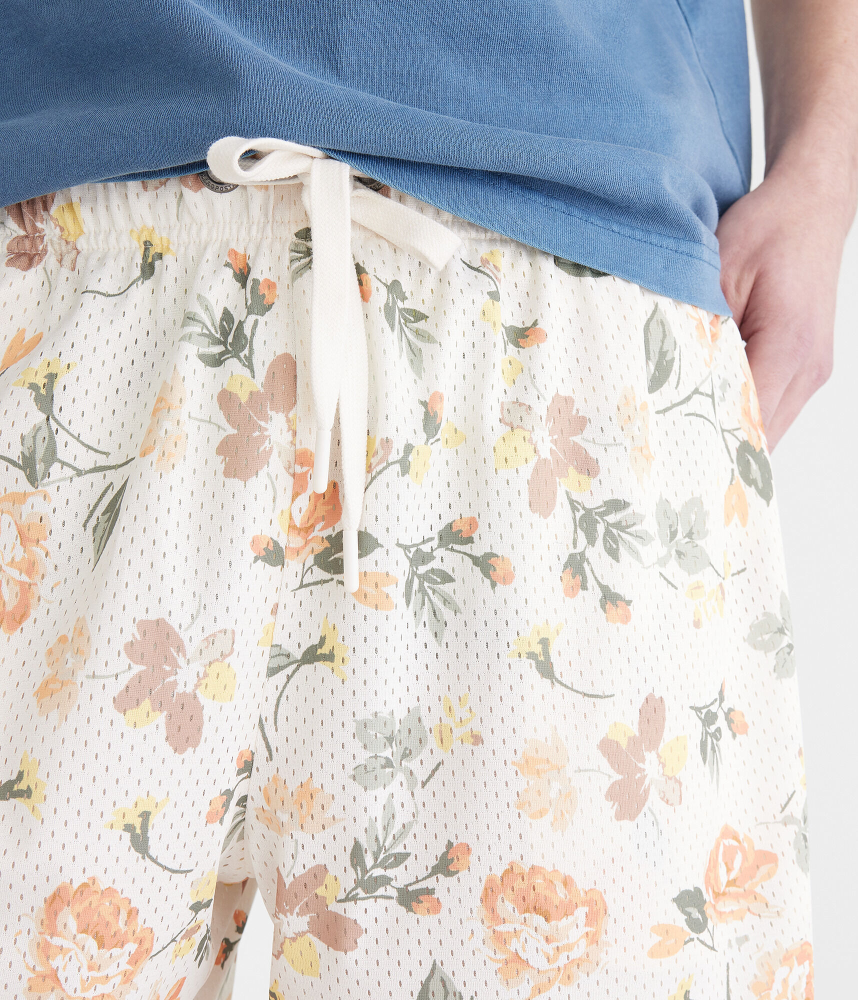 Floral Print Mesh Shorts 6"