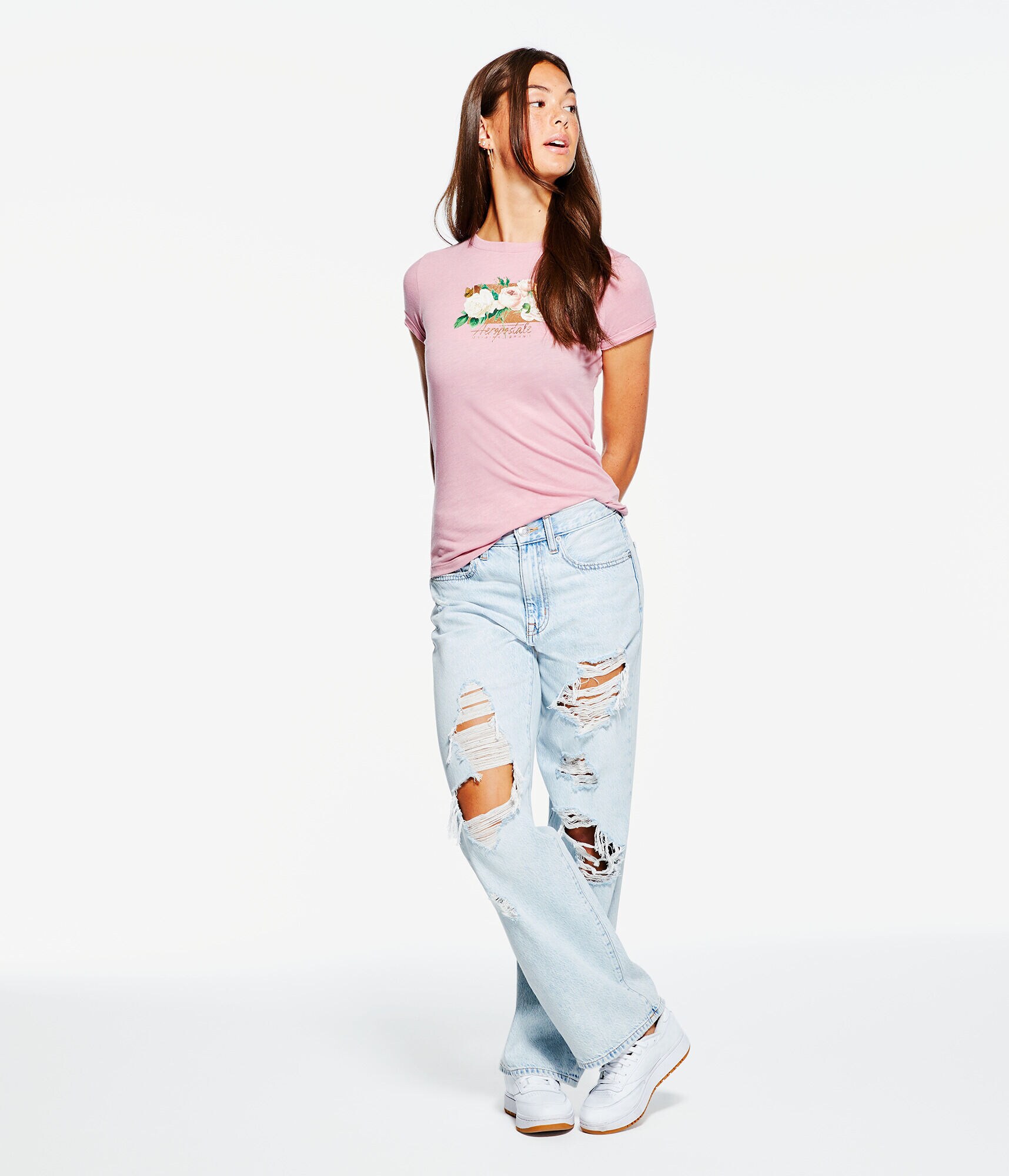 Aeropostale Floral Bouquet Foil Graphic Tee
