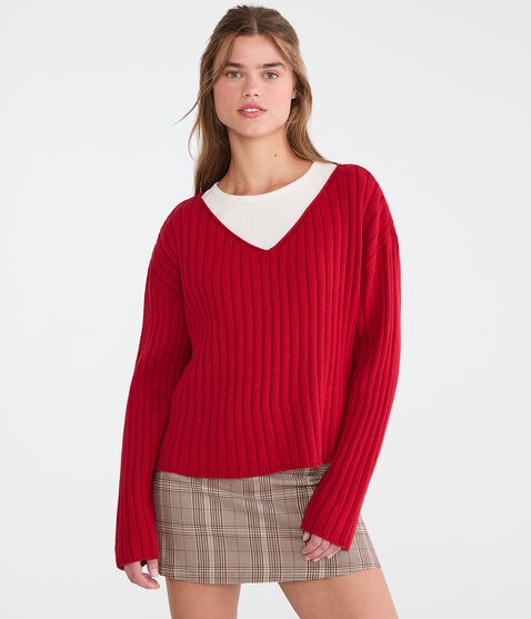 Ribbed V-Neck Sweater Ribbed V-Neck Sweater