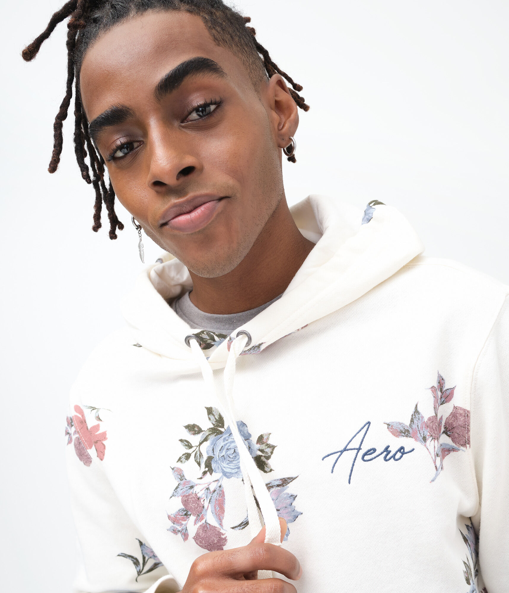 Aero Script Floral Pullover Hoodie