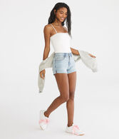 Premium Seriously Stretchy High-Waisted Denim Midi Shorts