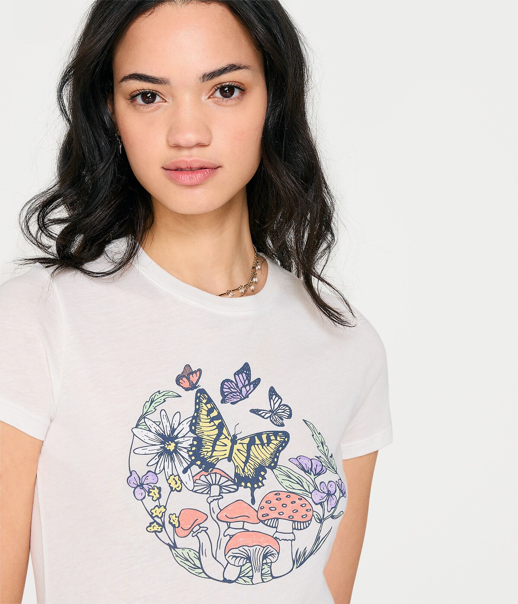 Butterfly Mushroom Circle Graphic Tee