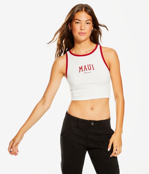 Maui High-Neck Cropped Tank