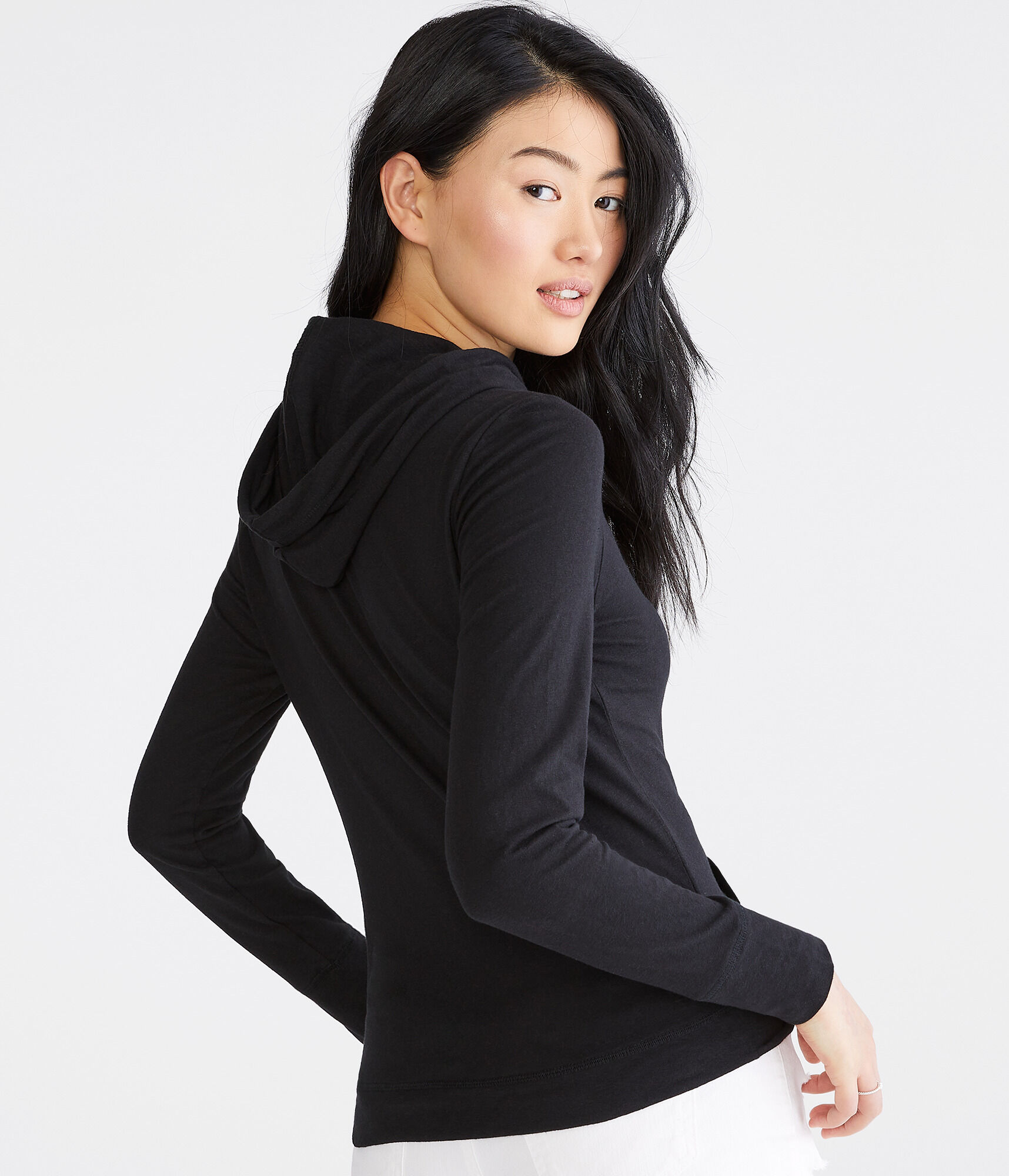 Long Sleeve Aeropostale Original Rose Hooded Graphic Tee