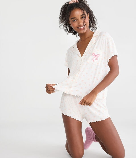 Printed Pointelle Knit Sleep Shirt Printed Pointelle Knit Sleep Shirt