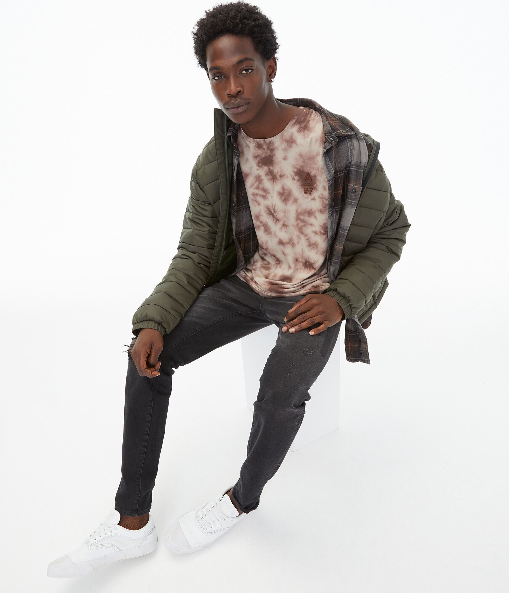 Tie-Dye Curved Hem Crew Tee