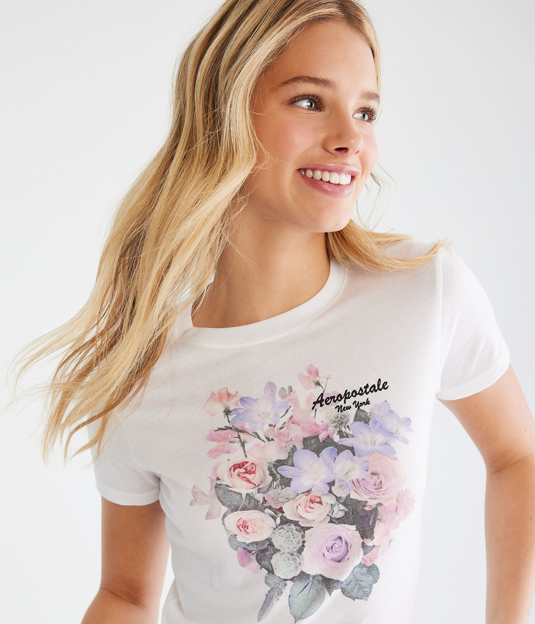 売れ筋商品|||オルセン Tシャツ トップス レディース Women's Prairie Floral Keyhole Neck T-Shirt Indigo denim Aeropostale Floral Graphic Tee