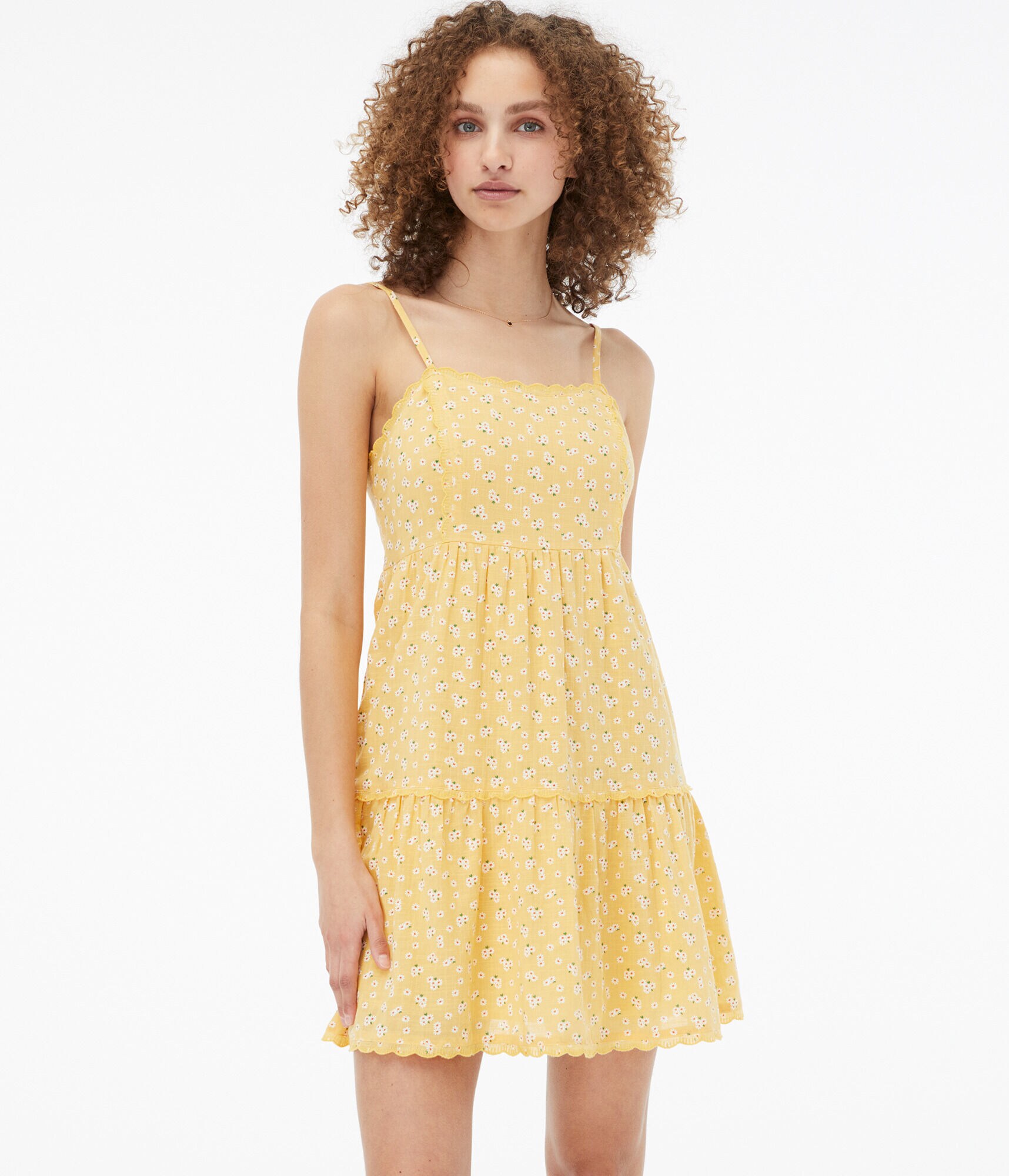 Floral Square-Neck Tiered Babydoll Dress