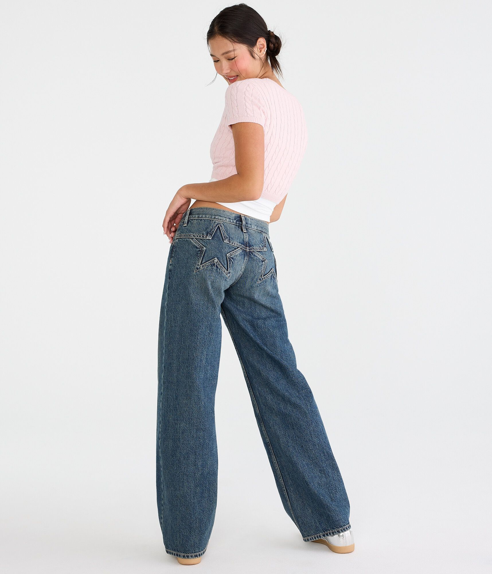 Super Low-Rise Baggy Wide Leg Star Jean
