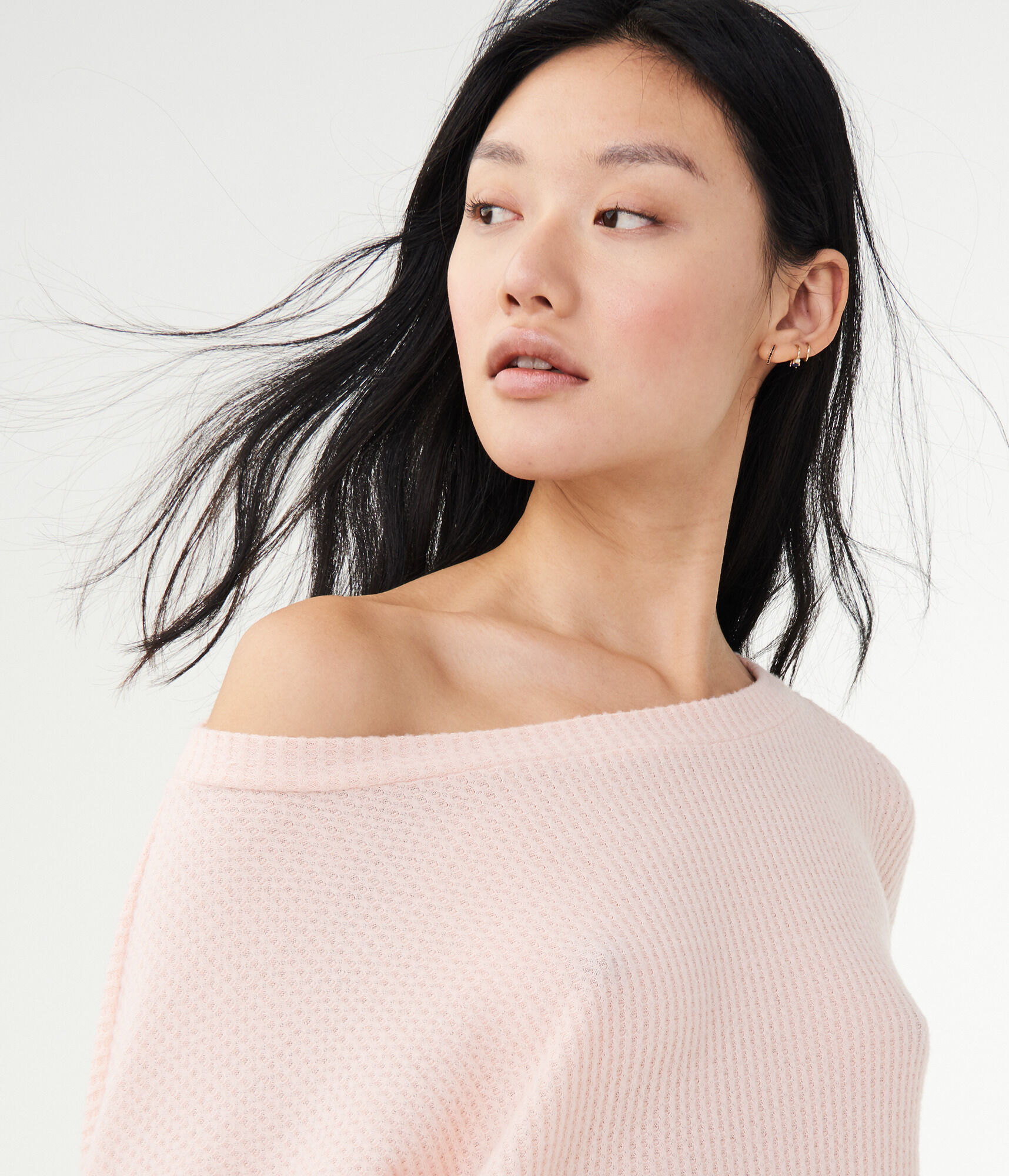 Long Sleeve Seriously Soft Waffle-Knit Boatneck Top