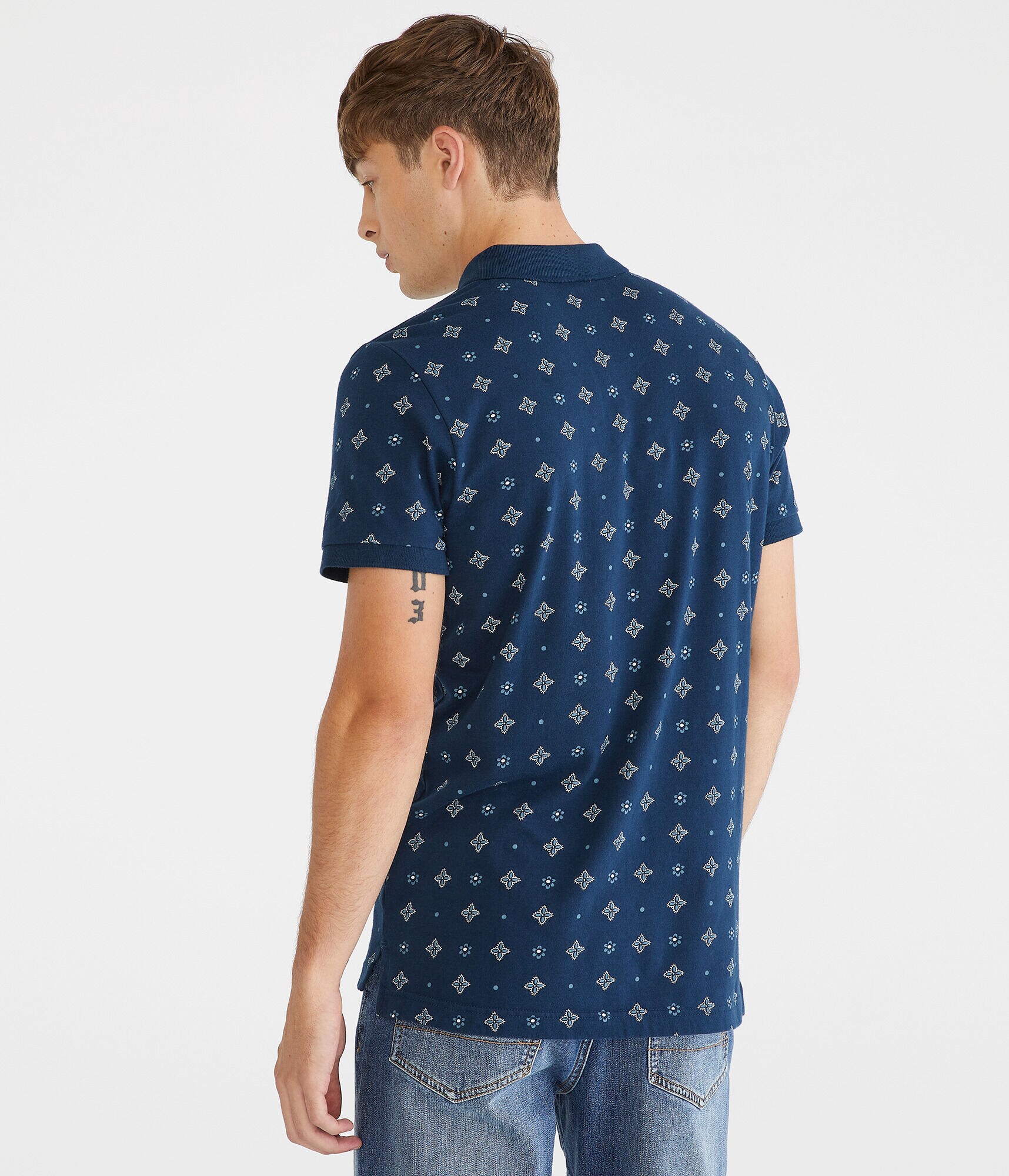 Geometric Print Jersey Polo