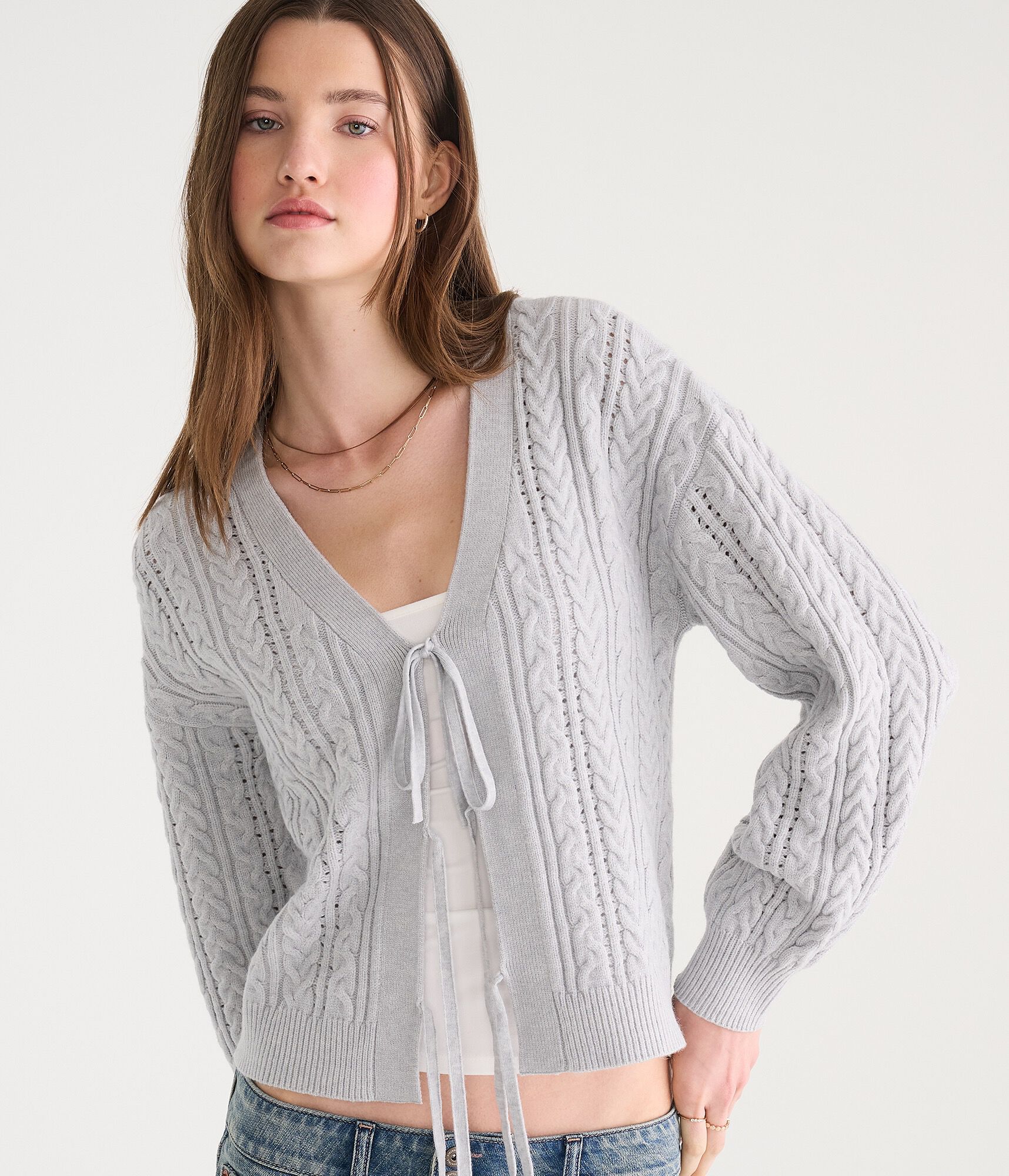 Cable Reversible Tie Cardigan