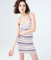Striped V-Neck Bodycon Dress