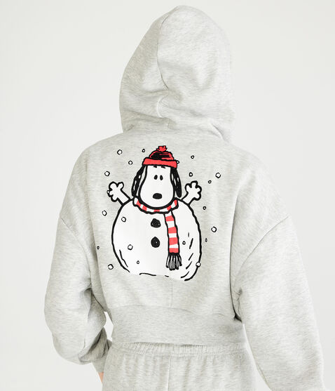 Peanuts® | Aéropostale Snoopy Snowman Cropped Full-Zip Hoodie