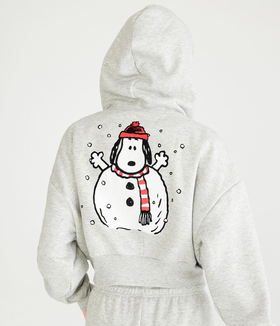 Peanuts® | Aéropostale Snoopy Snowman Cropped Full-Zip Hoodie
