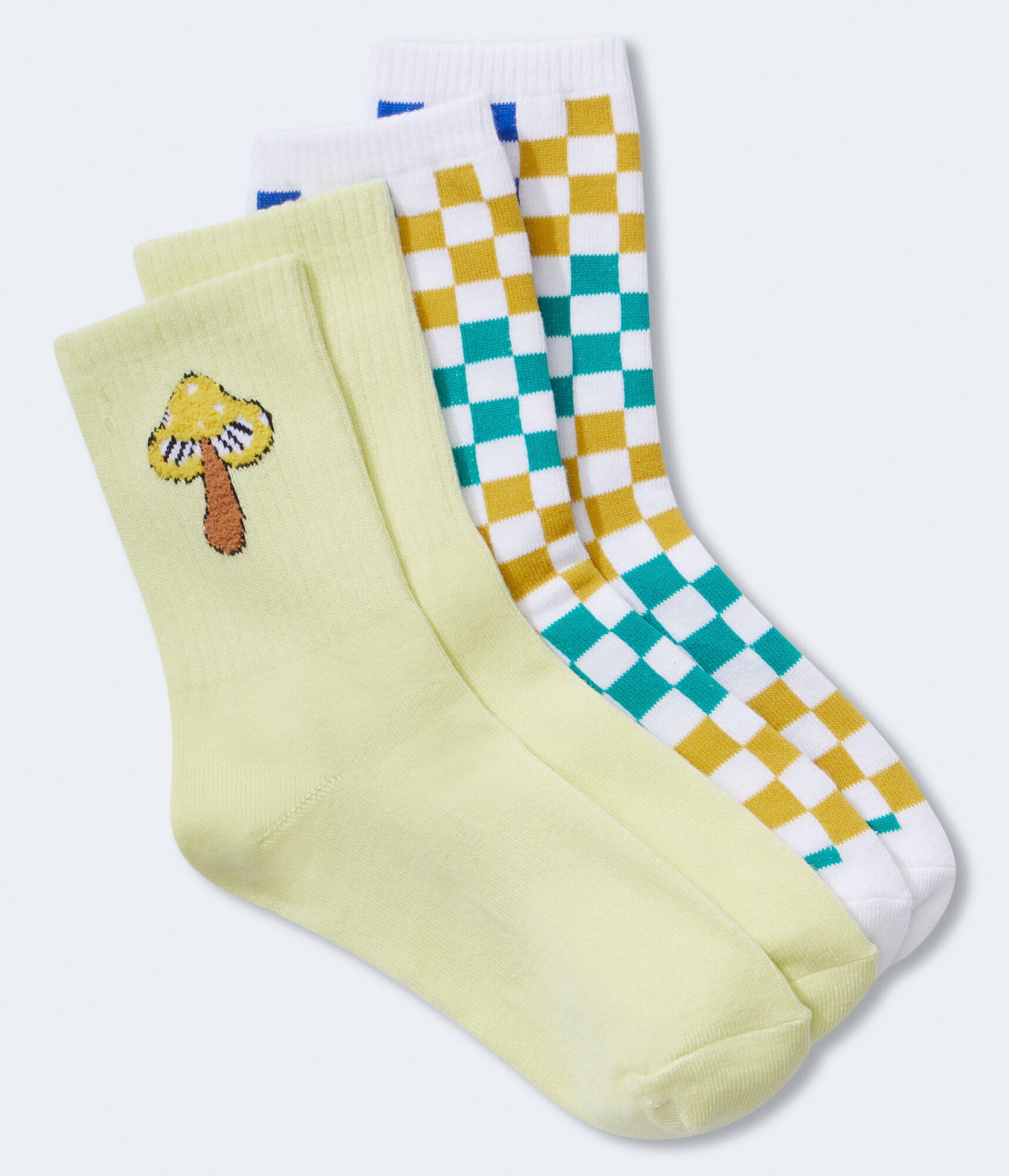 Mushroom &amp; Checker Crew Sock 2-Pack