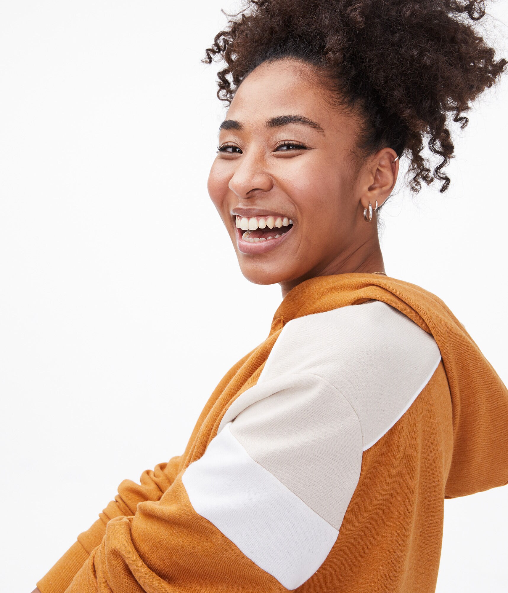 Colorblock Cropped Pullover Hoodie