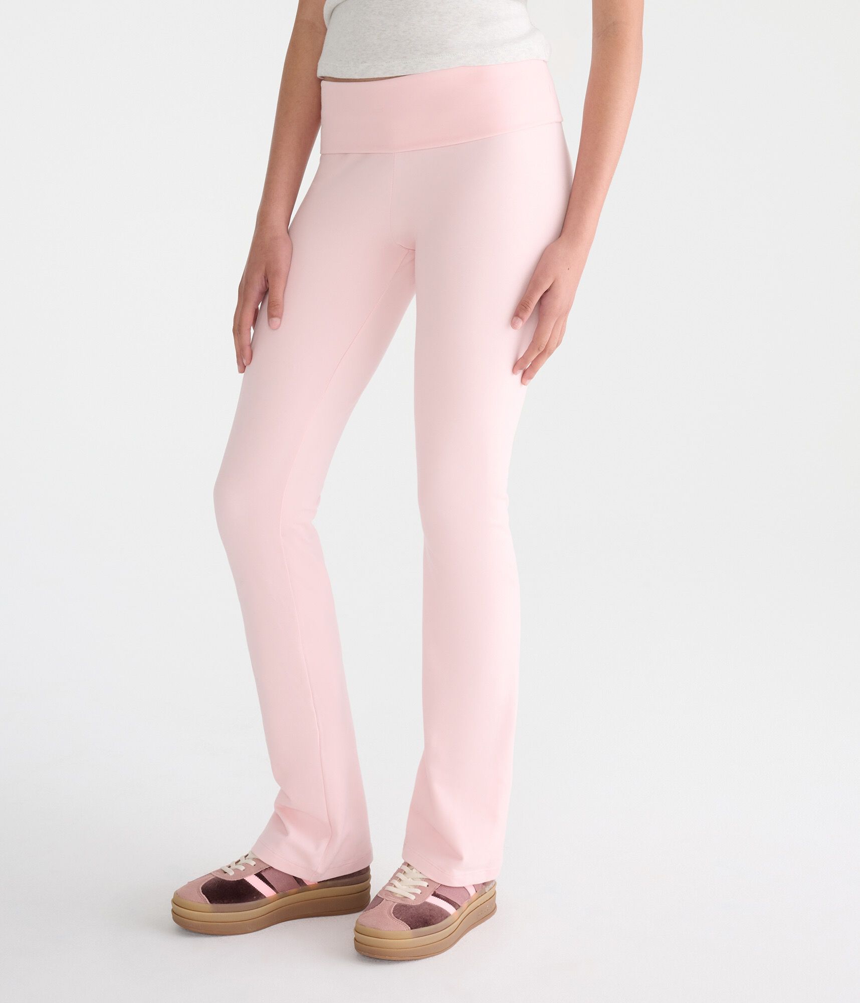 Mid-Rise Fold-Over Bootcut Pants